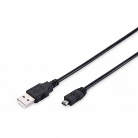 Cable de conexión USB, tipo A - mini B (4 pines) M/M, 1,8 m, compatible con USB 2.0, negro
