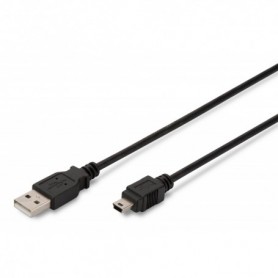 Cable de conexión USB 2.0 , tipo A - mini B (5 pines) M/M, 1 m, admite USB 2.0, negro