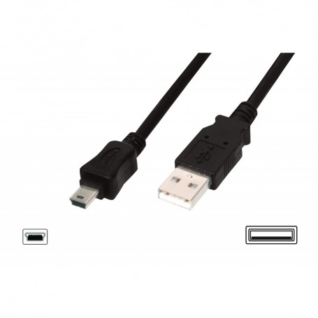Cable de conexión USB 2.0 , tipo A - mini B (5 pines) M/M, 1 m, admite USB 2.0, UL, bl