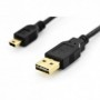 Cable conector USB 2.0, tipo A - mini B macho/macho, 1,0m, Alta velocidad, tipo A reversible, negro