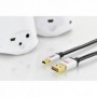 Cable conector USB 2.0, tipo A - mini B macho/macho, 1,8 m, Alta velocidad, tipo A reversible, dorado, negro