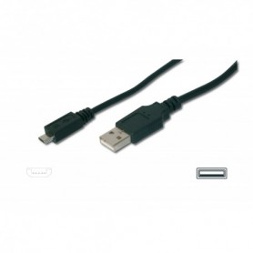 Cable de conexión USB, tipo  A - micro B M/M, 1,8 m, compatible con USB 2.0, negro