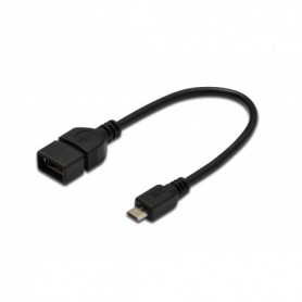 Cable adaptador USB 2.0 OTG, tipo micro B - A M/H, 0,2m, compatible con USB 2.0, negro