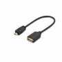 Cable adaptador USB 2.0 OTG, tipo micro B - A M/H, 0,2m, compatible con USB 2.0, dorado, negro