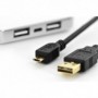Cable de conexión USB 2.0, tipo A - micro B M/M, 1,0 m, Alta velocidad, conector reversible, dorado, negro