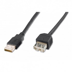 Cable de extensión USB, tipo A M/H, 1,8m, apto para USB 2.0, negro