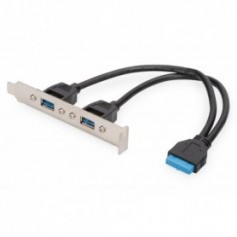 Cable de soporte de ranura USB 3.0, 2x tipo A-2x10 pines IDC F/F, 0.25m, USB 3.0 compatible, negro
