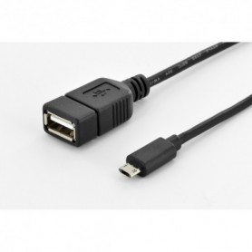 Cable adaptador USB 2.0 OTG, tipo micro B - A macho/hembra, 0,3 m, Alta velocidad, micro B reversible, negro