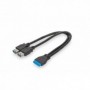 Cable adaptador USB 3.0 Y, 2 x tipo A - IDC de 20 pines H/H/H, 0,3 m, Super Speed, negro