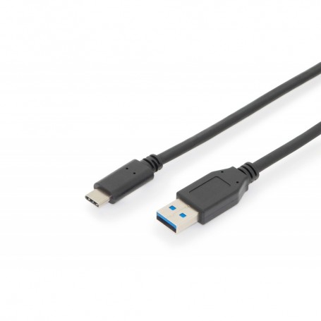 USB Type-C conexión cable, type C to A M/M, 1,0m, totalmente equipado, Gen2, 3 A, 10 GB, Versión 3.1, CE, negro