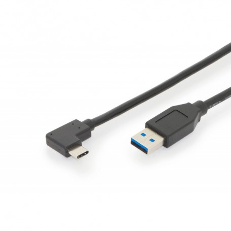 Cable de conexión USB 3.1, C 90º angulado a A M/M, 1,0 m, totalmente equipado, Gen2, 3 A, 10 GB CE,negro