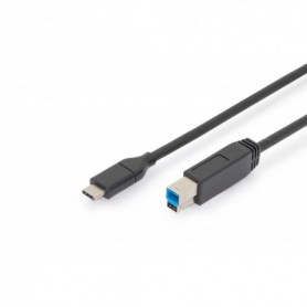Cable de conexión USB tipo C, tipo C a B M/M, 1,0m, totalmente equipado, Gen2, 3 A, 10 GB, Versión 3.1, CE, negro