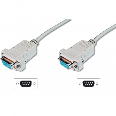 Cable de conexión de módem nulo, D-Sub9 H/H, 3.0m, cubiertas de presión, be