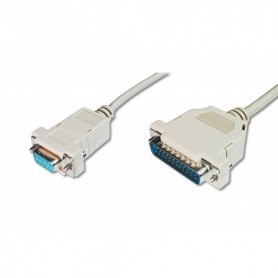 Cable conexión impresora, D-Sub25 - D-Sub9 M/F, 3.0m, serial, caperuza a presión, be