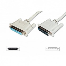 Cable de extensión transferencia de datos, D-Sub25 M/F, 5.0m, serial/paralelo, moldeado, be