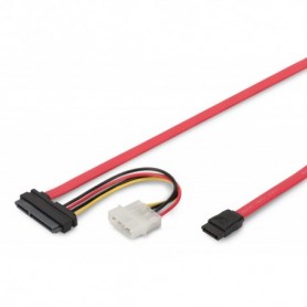 Cable de conexión SATA, SATA22pines - tipo-L + alimentación F/F, 0.5m, recto SATA II/III, re