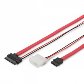 Cable de conexión SATA, SATA de 13 pines - Tipo L + corriente hembra/hembra, 0,5 m, recto , slimline, SATA II/III, re