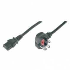Cable de red, UK enchufe, 90º inclinado  - C13 M/H, 1.8m, H05VV-F3G 0.75qmm, fusible 5A, negro