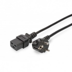 Cable de red schuko 90º - C19 M/F, 3.0m,  H05VV-F3G x 1.5qmm, negro