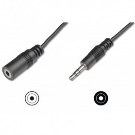 Cable de extensión de audio, estéreo de 3,5 mm 1,50m, CCS, 2x0.10/10, blindado, M/F, Negro