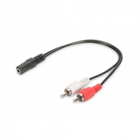 Audio adaptador cable, 1x 3.5mm - 2X RCA F/M/M, 0.2m, negro